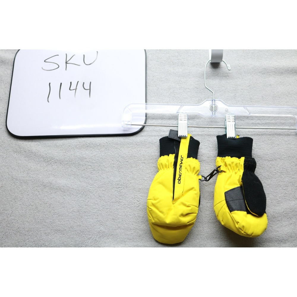 Obermeyer Mittens Kids XS Yellow Black Winter Snow Weatherproof 78000 Ski Gear